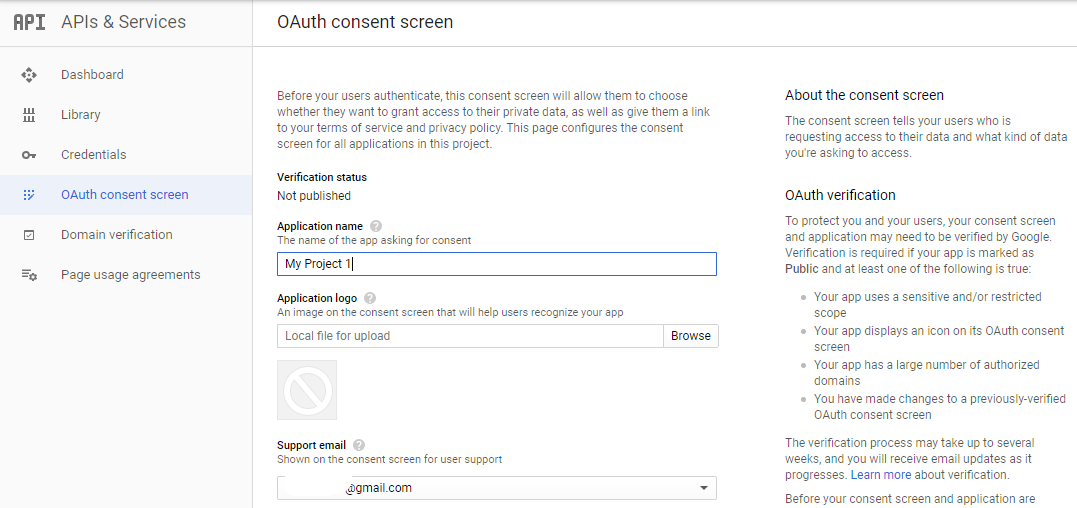 Oauth consent screen - continued